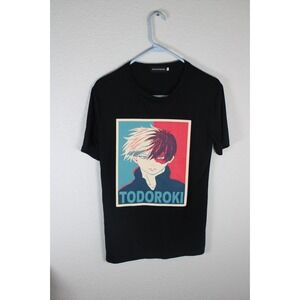 Men's Large Fancyqube T-shirt Anime Todoroki Black My Hero Acadamia Shirt